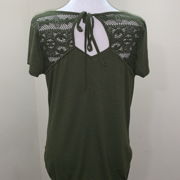 Tops - Lace Back Green Top